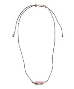 Evil Eye Cord Necklace Pink