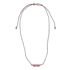 Evil Eye Cord Necklace Pink