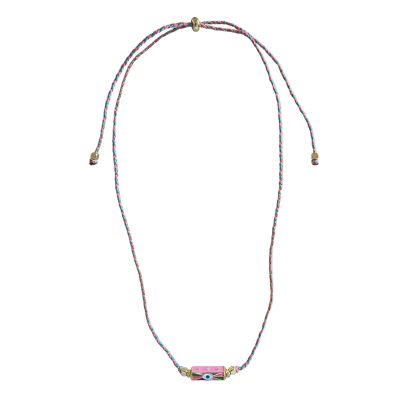 Evil Eye Cord Necklace Pink