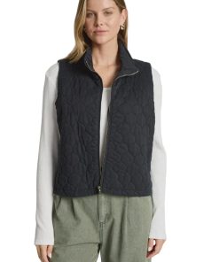 Sansi Quilted Crop Vest / Black