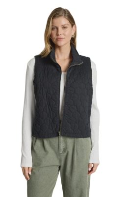 Sansi Quilted Crop Vest / Black