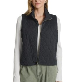 Sansi Quilted Crop Vest / Black