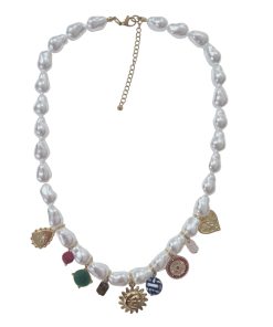 Marguerite Pearl Charm Necklace
