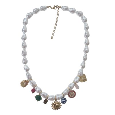 Marguerite Pearl Charm Necklace
