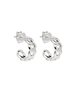 Curb Small Silver Hoop Earring