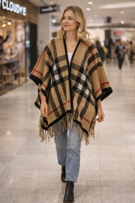 Winter Check Poncho