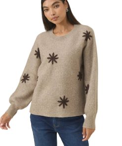 Miru Stitch Flower Jumper / Stone