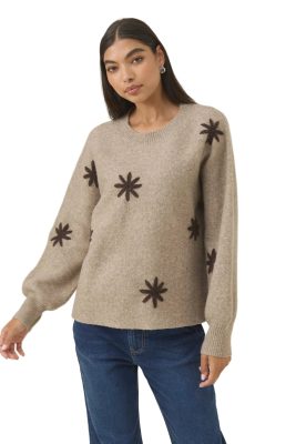 Miru Stitch Flower Jumper / Stone