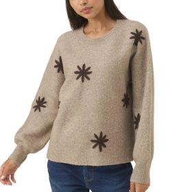 Miru Stitch Flower Jumper / Stone