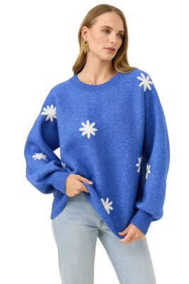 Miru Stitch Flower Jumper / Cobalt