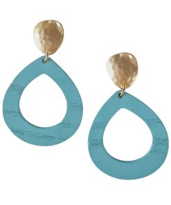 Stacey Teardrop Wood Earring Aqua