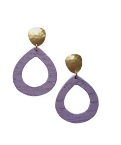 Stacey Teardrop Wood Earring Purple