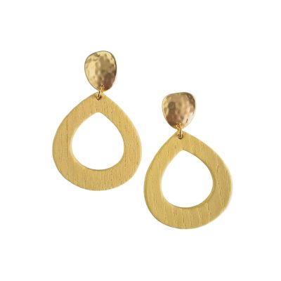 Stacey Teardrop Wood Earring Yellow
