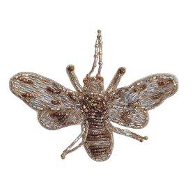 Gold Beaded Bee Brooch