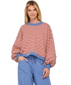 Guru Sweater Washed Maroon Stripe