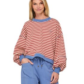 Guru Sweater Washed Maroon Stripe
