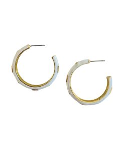 Pamela Enamel Hoop Earring White