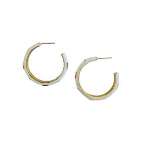 Pamela Enamel Hoop Earring White