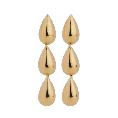 Liora Triple Drop Stud Earring Yellow Gold