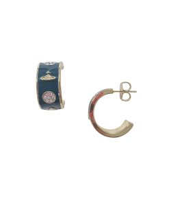 Enamel Diamante Hoop Earring Navy