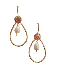 Gold Teardrop with Pearl Earring