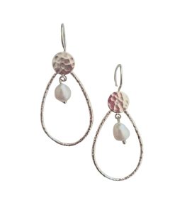 Silver Teardrop with Pearl Earring