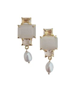 Bridie Natural Gemstone and Pearl Earring