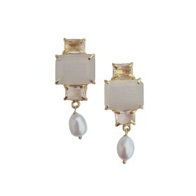Bridie Natural Gemstone and Pearl Earring