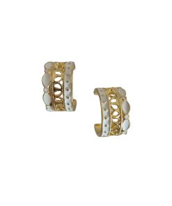 Enamel Hoop Earring White
