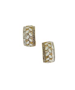 Enamel Hoop Earring White Diamanté