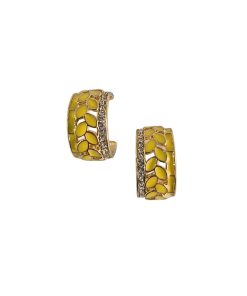 Enamel Hoop Earring Yellow Diamanté