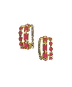 Enamel Hoop Earring Pink Diamanté