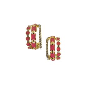 Enamel Hoop Earring Pink Diamanté