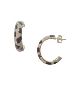 Cowprint Enamel Hoop Earring Tan