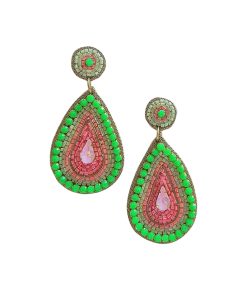 Jude Beaded Earring Pink Green