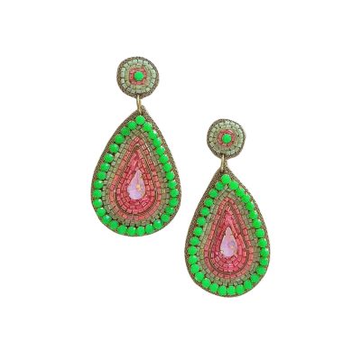 Jude Beaded Earring Pink Green