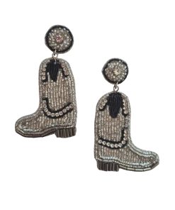 Dancing Boots Beaded Earring Silver
