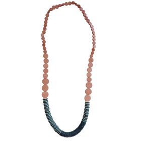 Laroda Wooden Necklace Dusty Pink Teal