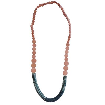 Laroda Wooden Necklace Dusty Pink Teal